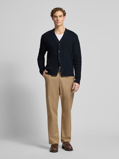 SELECTED HOMME Regular fit gebreid jack van puur katoen, model 'TOM' Marineblauw - 1