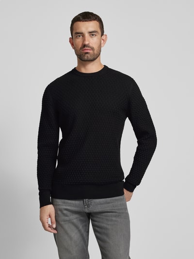 CK Calvin Klein Gebreide pullover met structuurmotief Zwart - 4