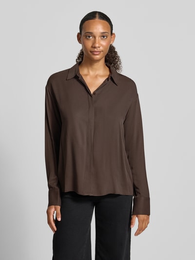 ARMEDANGELS relaxed fit blouse met lange mouwen van pure viscose model 'LARISAANA' Donkerbruin - 4