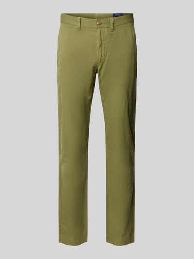 Polo Ralph Lauren Regular fit linnen broek met knoop- en ritssluiting Groen - 2