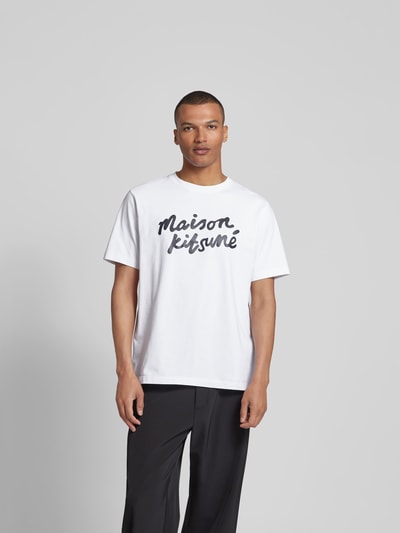 MAISON KITSUNE T-Shirt mit Label-Print Weiss 4