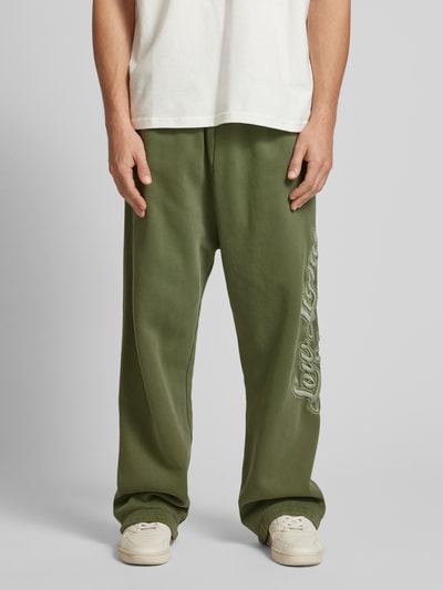 Low Lights Studios Straight Leg Sweatpants mit Label-Stitching Modell 'Shutter' Hellgruen 4