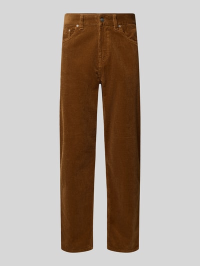 Produktfoto, Straight Fit Hose aus reiner Baumwolle in Cord-Optik von Carhartt Work In Progress, Braun, 5-Pocket-Design, sichtbare Struktur