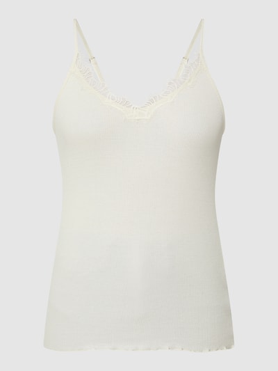 Saint Tropez Top im Lingerie-Look mit Spitze Modell 'Maya' Offwhite 2