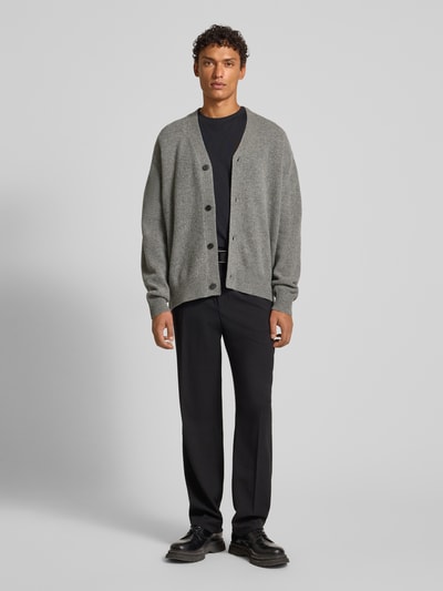 ANNARR Strickjacke mit V-Ausschnitt Modell 'ROLF' Mittelgrau 1