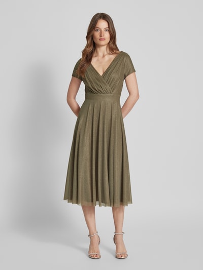 Vera Mont Knielanges Cocktailkleid mit Taillenpassee Khaki 4