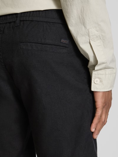 BOSS Orange Tapered Fit Leinenshorts mit elastischem Bund Black 3