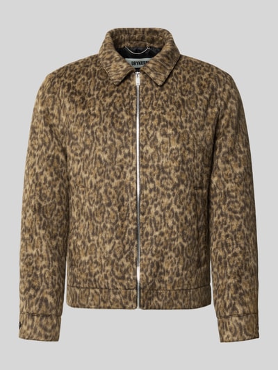 Produktfoto, Jacke mit Kentkragen Modell 'RIKKA' von DRYKORN, braun gemustert, Reißverschluss, Woll-Materialmix, zwei Seitentaschen.