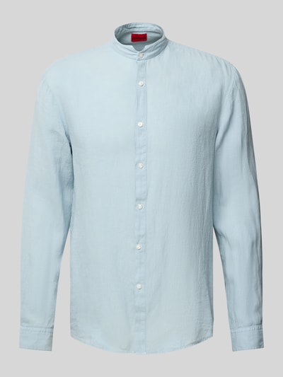 HUGO Slim fit zakelijk overhemd met maokraag, model 'Elvory' Rookblauw - 2
