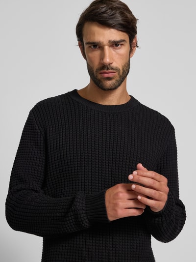Matinique Gebreide pullover met ronde hals, model 'triton' Zwart - 3