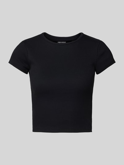 Review T-Shirt mit geripptem Rundhalsausschnitt Black 2