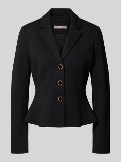 Produktfoto, schwarzer Slim Fit Blazer aus Viskose-Mix mit Reverskragen von Christian Berg Woman Selection, glatte Textur, Knopfleiste