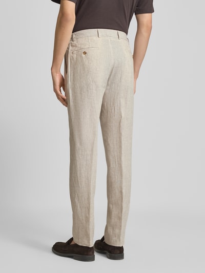 JOOP! Collection Slim fit linnen broek met elastische band, model 'Sake' Beige - 5