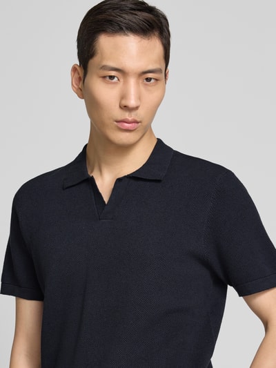Casual Friday Regular fit poloshirt met structuurmotief, model 'MATEO' Donkerblauw - 3