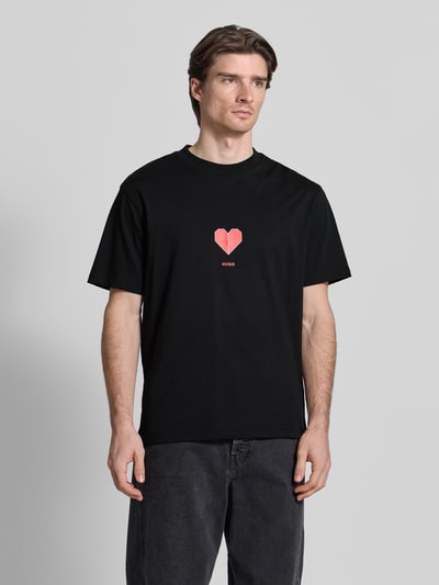 HUGO Regular Fit T-Shirt aus reiner Baumwolle Modell 'DALENTIN' Black 4