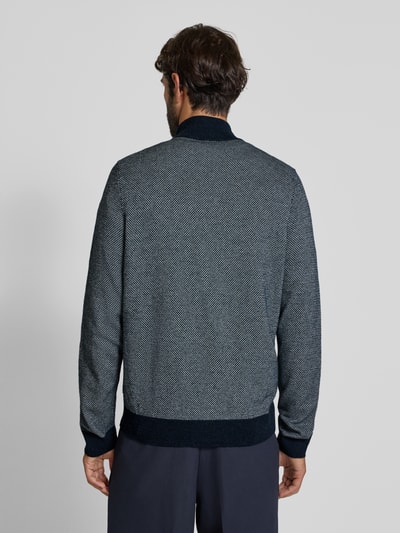 BOSS Regular Fit Strickjacke aus Woll-Mix Modell 'H-HETERNO' Marine 5