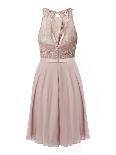 Luxuar Cocktailjurk van chiffon en gebloemd kant Taupe - 4