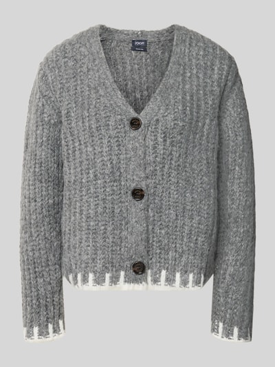 Produktfoto, Regular Fit Pullover mit Woll-Anteil Modell 'Kustra' von JOOP! in Grau mit Strukturmuster und weißen Details, Damen Pullover von JOOP!