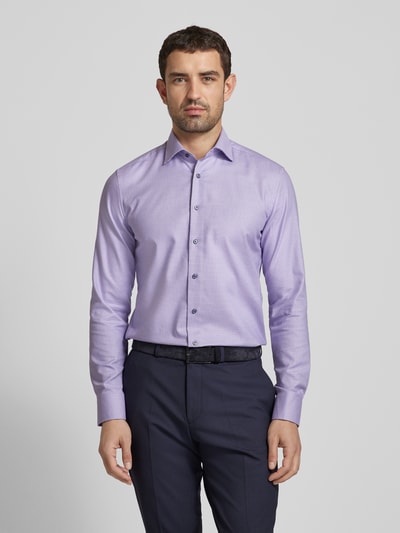 Eterna Slim Fit Koszula biznesowa o kroju slim fit z fakturowanym wzorem Jasnofioletowy 4