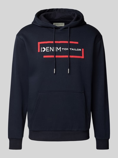 Tom Tailor Denim Regular Fit Hoodie mit Baumwolle und Label-Print Marine 2