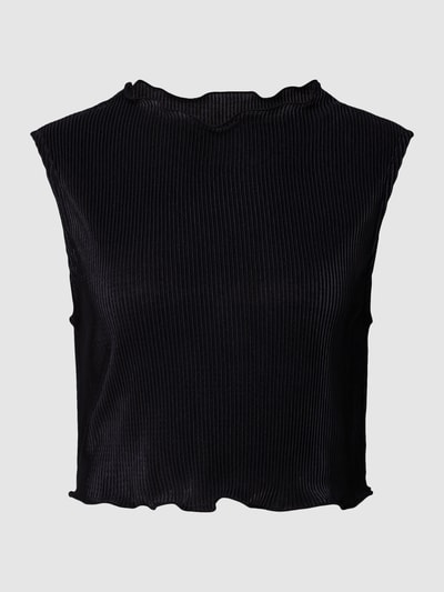 ONLY Crop Top mit Muschelsaum Modell 'NISHE' Black 2