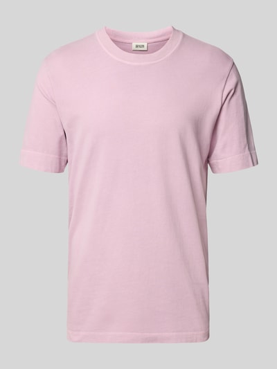 Drykorn T-shirt met geribde ronde hals, model 'RAPHAEL' Rosé - 2