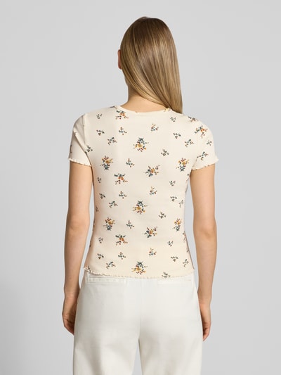 Jake*s Casual regular fit t-shirt met all-over bloemenmotief Ecru - 5