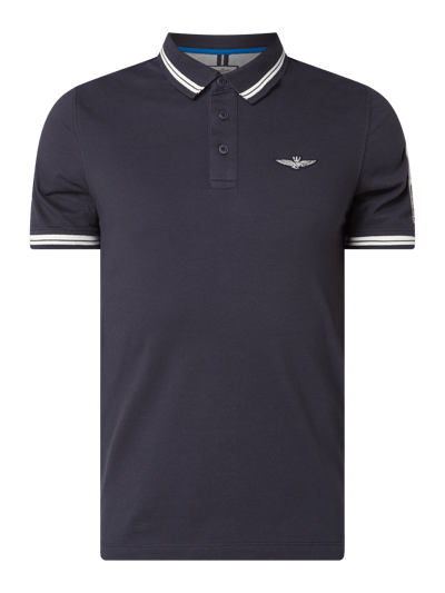 Aeronautica Militare Poloshirt met wapenapplicaties  Donkerblauw - 2