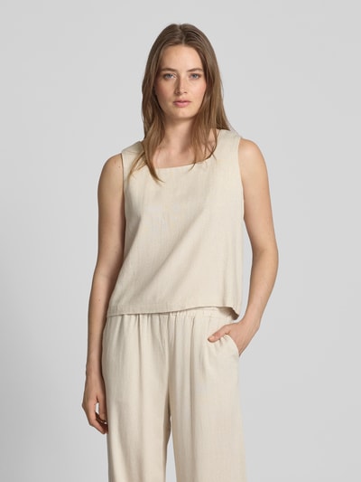 My Essential Wardrobe Trägertop aus Leinen-Viskose-Mix mit Karree-Ausschnitt Beige 4