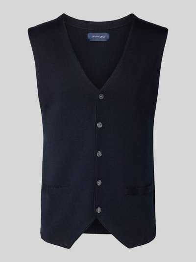 Christian Berg Men Wollen gilet met V-hals Marineblauw - 2