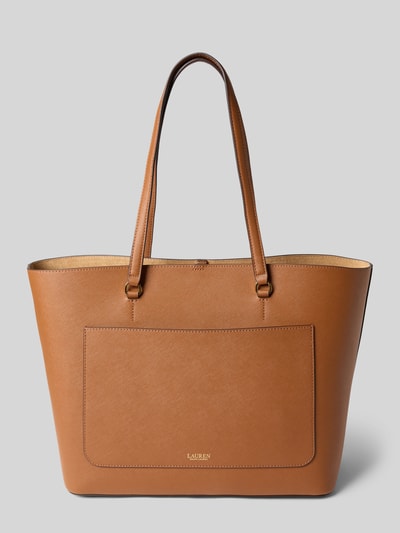 Lauren Ralph Lauren Tote bag van runderleer met labelapplicatie, model 'KARLY' Cognac - 4