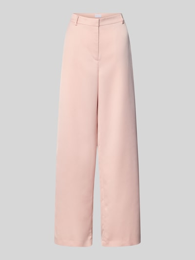 Produktfoto, Wide Fit Stoffhose mit Gesäßtasche von Jake*s Collection in Hellrosa mit Gürtelschlaufen und Reißverschluss vor grauem Hintergrund