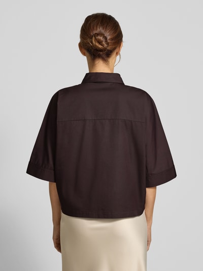 OPUS Bluzka koszulowa o kroju regular fit z rękawem o dł. 1/2 model ‘Freppy’ Czekoladowy 5