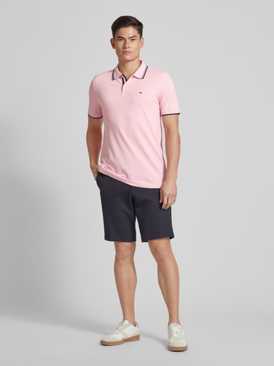 Fynch-Hatton Regular Fit Poloshirt mit Kontraststreifen Rosa 1