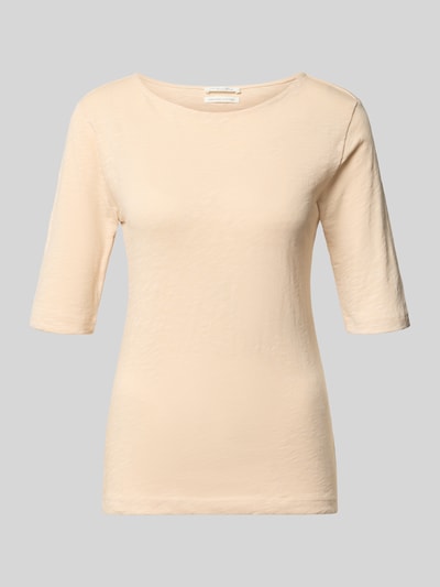 Produktfoto, T-Shirt mit U-Boot-Ausschnitt von Christian Berg Woman in Beige, melierte Optik, reine Baumwolle, Regular Fit, glatte Textur
