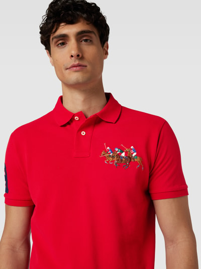 Polo Ralph Lauren Custom Slim Fit Poloshirt mit Motiv-Stitching Rot 3