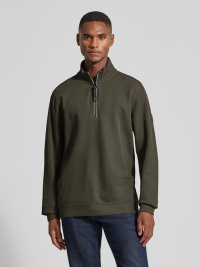 Lerros Sweatshirt met opstaande kraag, model 'SELANIK' Olijfgroen - 4