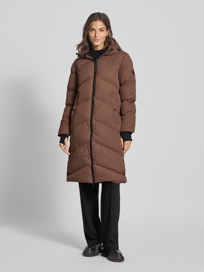 CARS JEANS Płaszcz pikowany z kapturem model ‘HESSYA’ Średniobrązowy 4