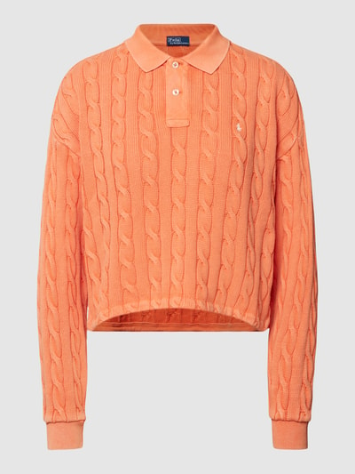 Polo Ralph Lauren Gebreide pullover met kabelpatroon, model 'POLO' Oranje - 2