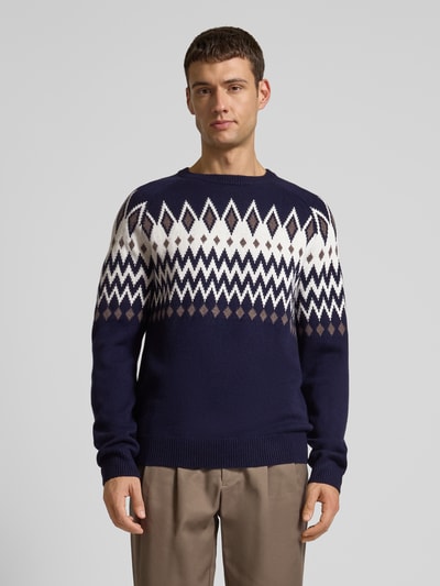 Christian Berg Men Strickpullover aus Woll-Mix mit Rundhalsausschnitt Marine 4