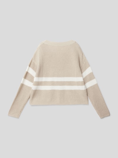 Mango Strickpullover mit Streifenmuster Modell 'tolouse' Beige 3