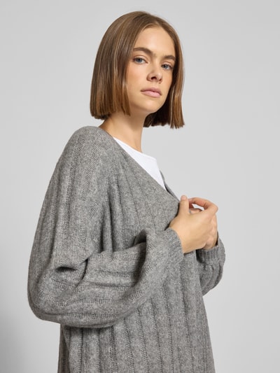 PIECES Kardigan o kroju loose fit z dodatkiem wełny model „MAGGY” Grafitowy 3