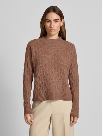 Christian Berg Woman Gebreide pullover van kasjmier met ronde hals Hazelnoot - 4
