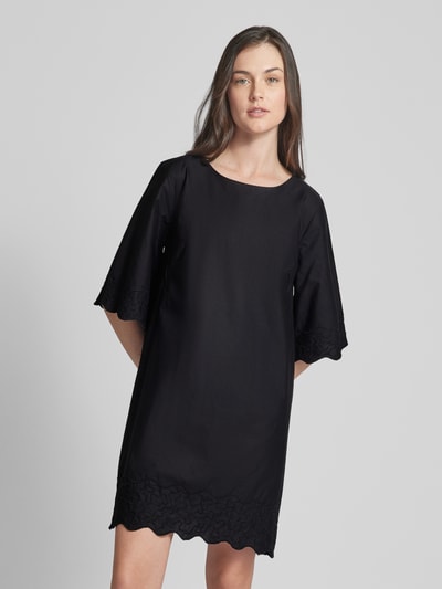 Esprit Sukienka mini w jednolitym kolorze z okrągłym dekoltem Czarny 4