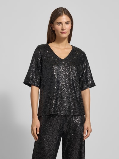 ICHI Blouseshirt met V-hals, model 'FAUCA' Zwart - 4