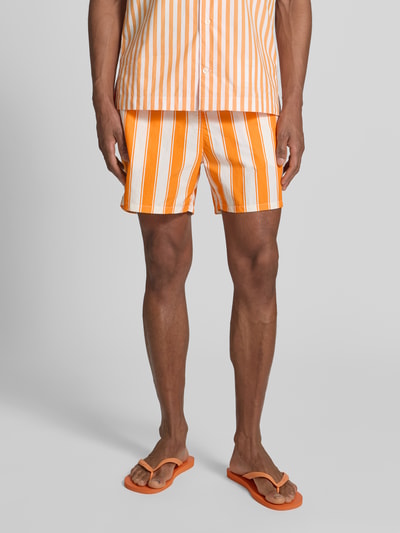 Tommy Hilfiger Regular Fit Badeshorts mit Allover-Muster Orange 4