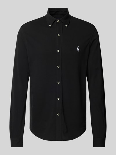 Polo Ralph Lauren Straight Fit Freizeithemd mit aus reiner Baumwolle in Piqué Black 2