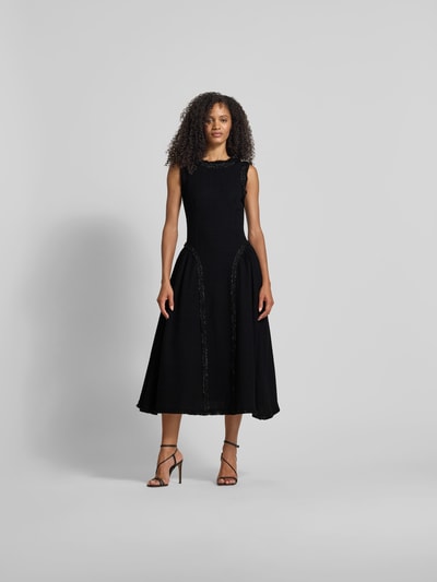 Self-Portrait Midikleid mit Bouclé-Optik Black 4