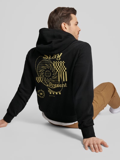 Mazine Hoodie met labelstitching, model 'Stundon' Zwart - 3