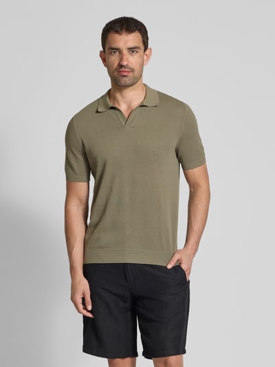 GRAN SASSO Regular Fit Poloshirt mit V-Ausschnitt Oliv 4